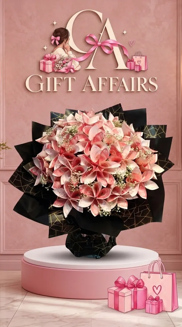 Pink Folded Banknote-Style Bouquet image 1