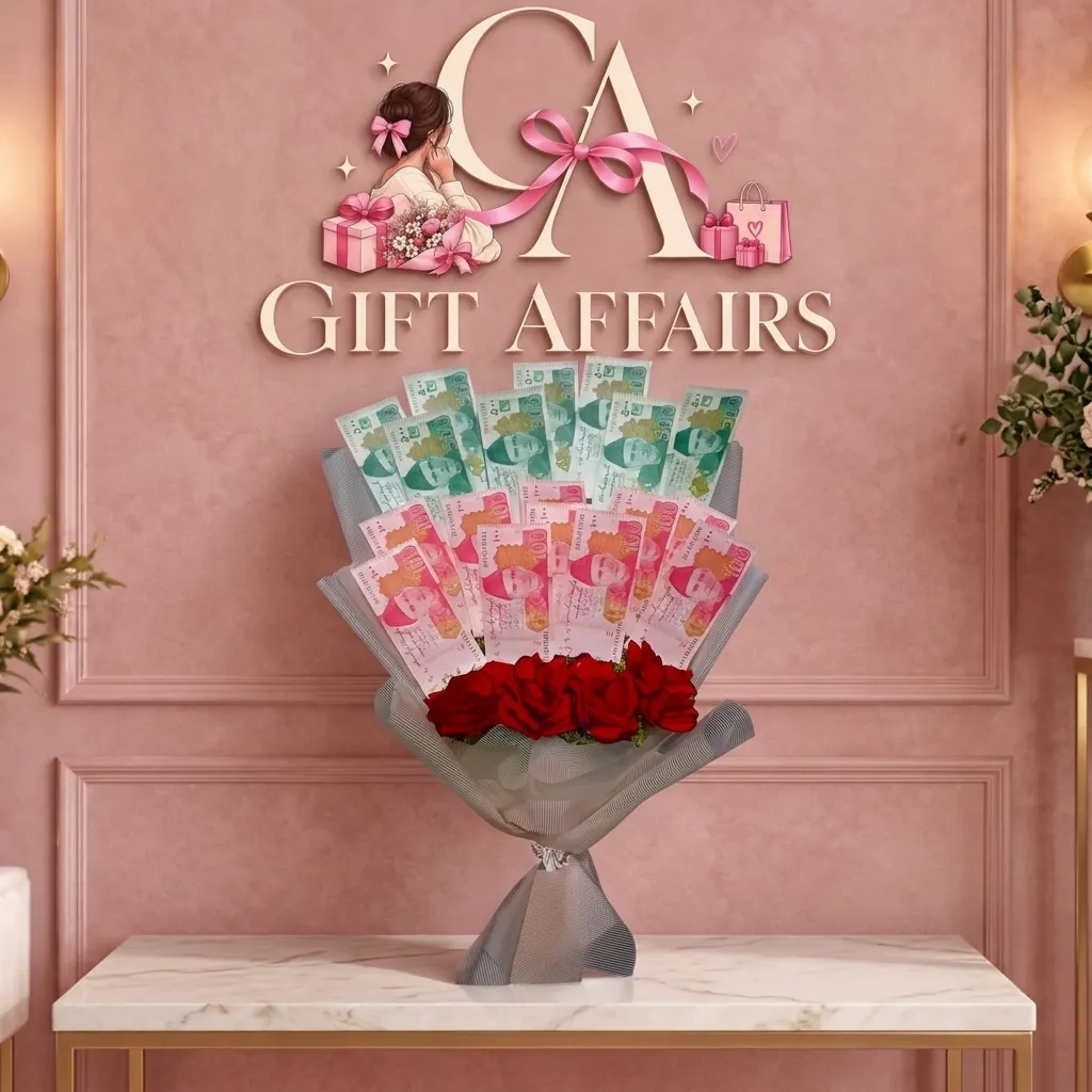 Pink & Mint Banknote-Style Bouquet image 1
