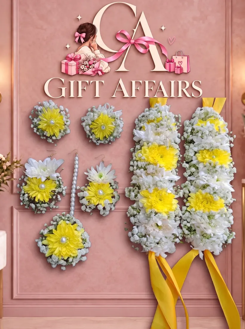 Yellow & White Floral Jewellery Set image 1