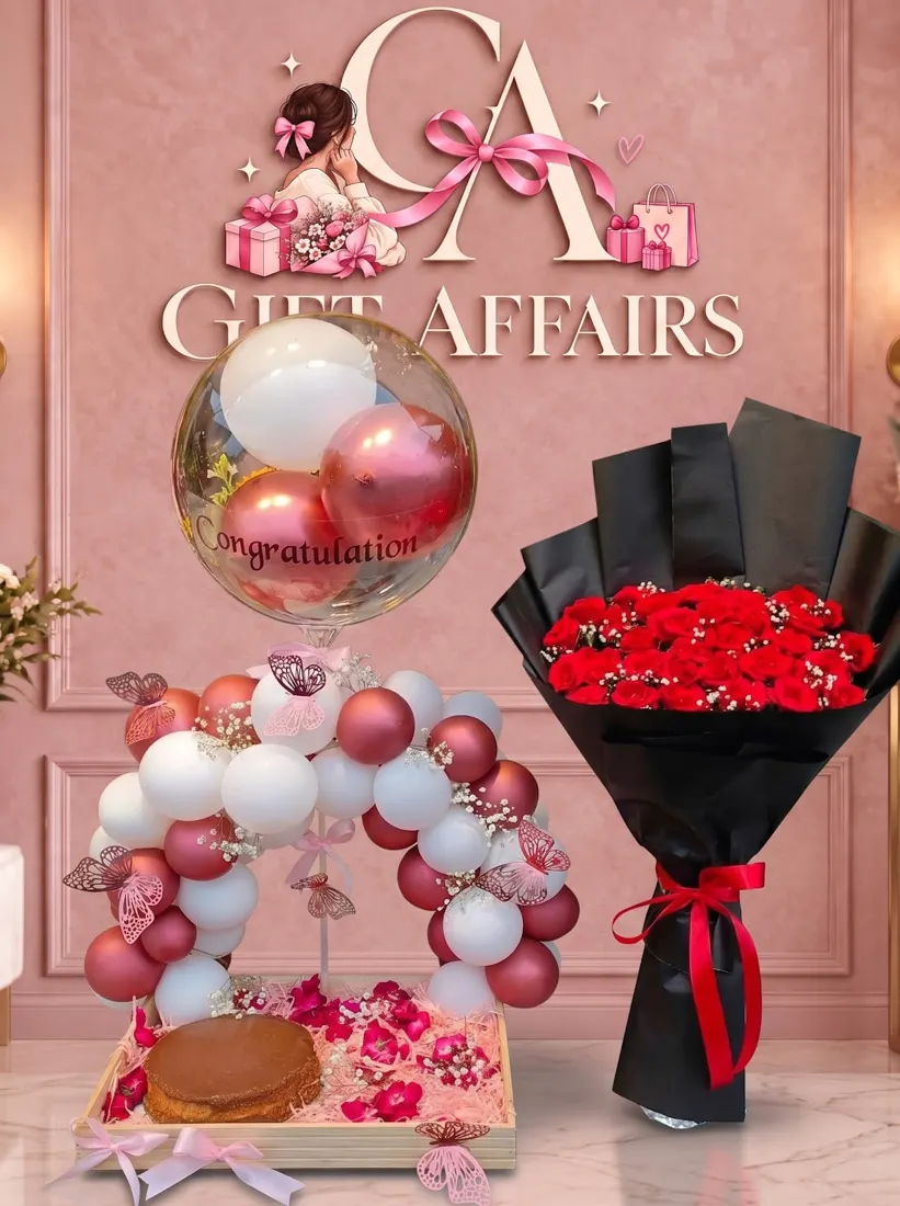Balloon & Roses Gift Display image 1