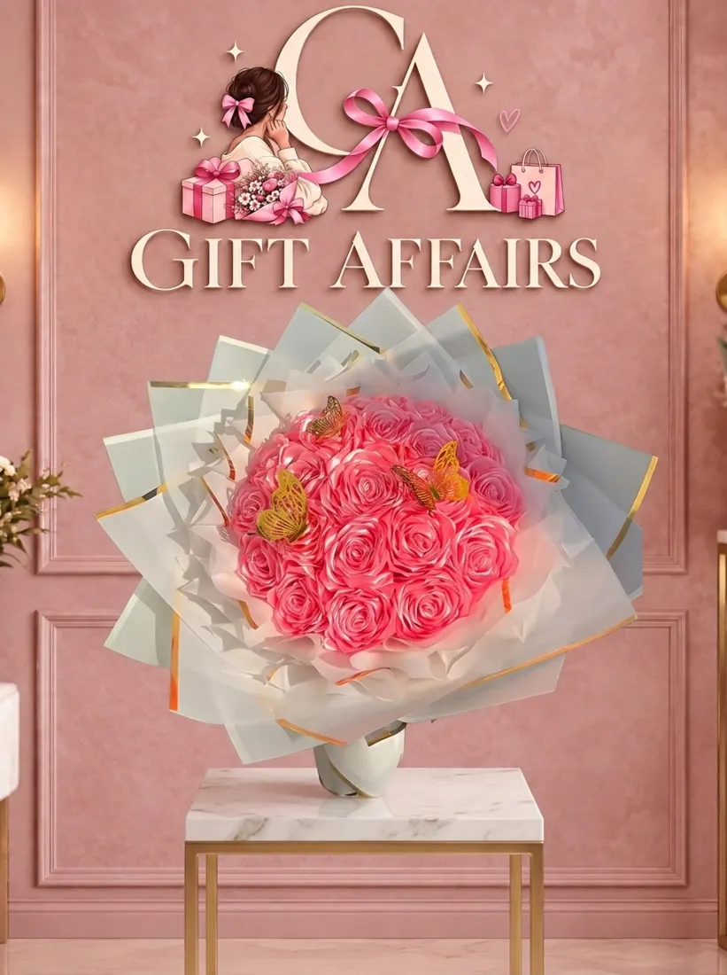 Pink Heart Ribbon Bouquet image 1