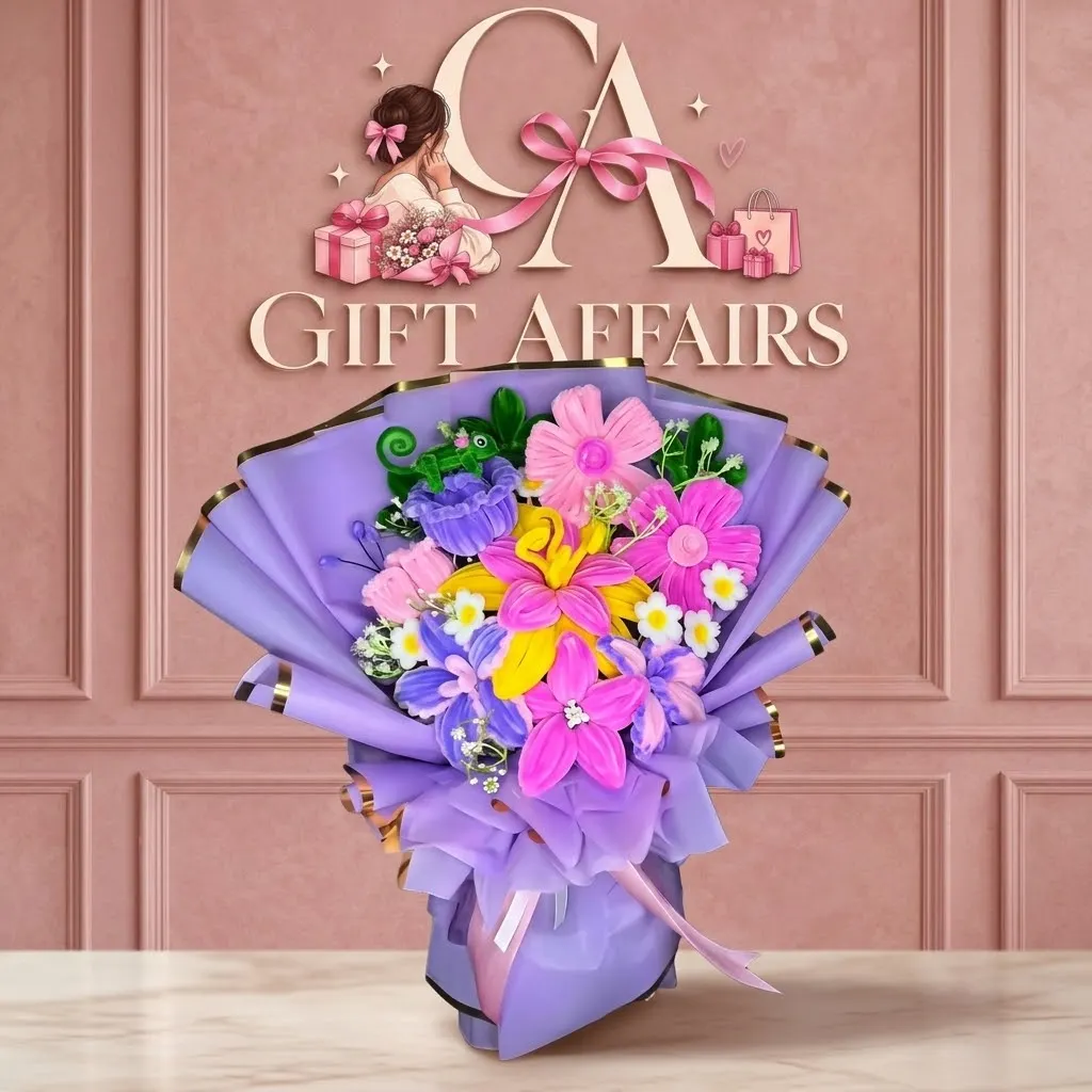 Purple Ribbon Bloom Bouquet image 1