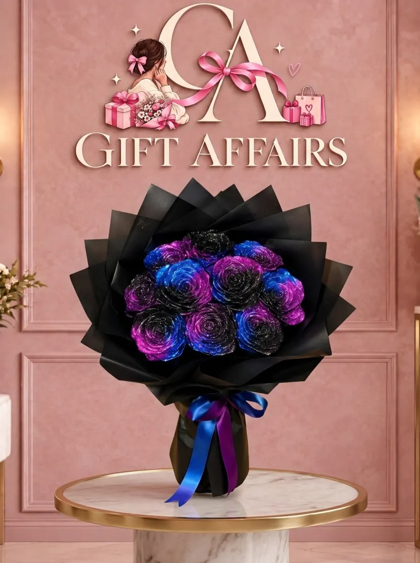 Blue & Purple Ribbon Bouquet image 1