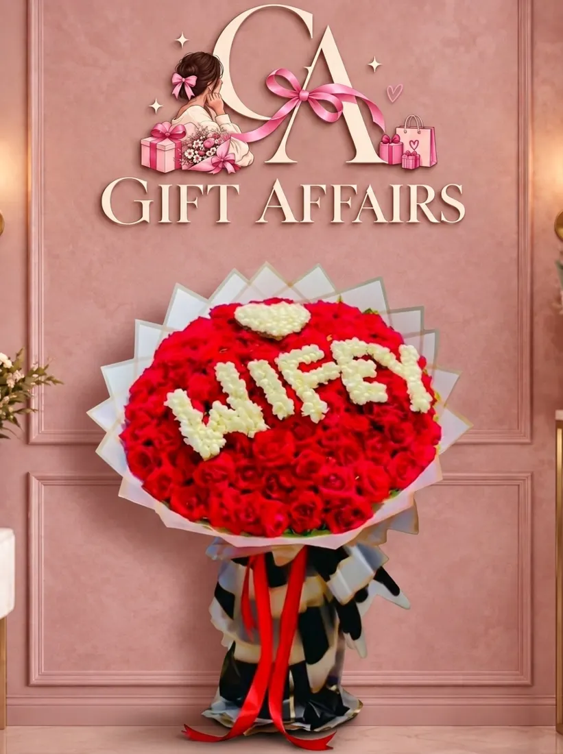 Wife Message Rose Bouquet image 1