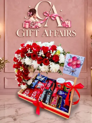 Rose & Chocolate Gift Arrangement Detail