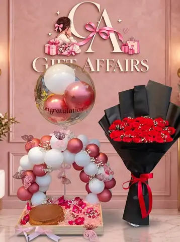 Balloon & Roses Gift Display