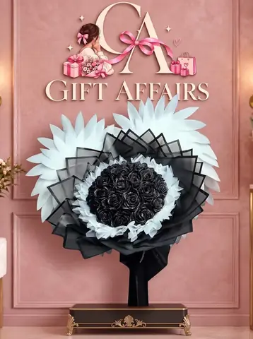 Black & White Ribbon Rose Bouquet