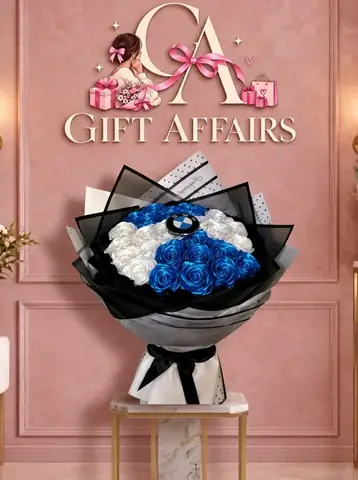 Blue & White Ribbon Bouquet